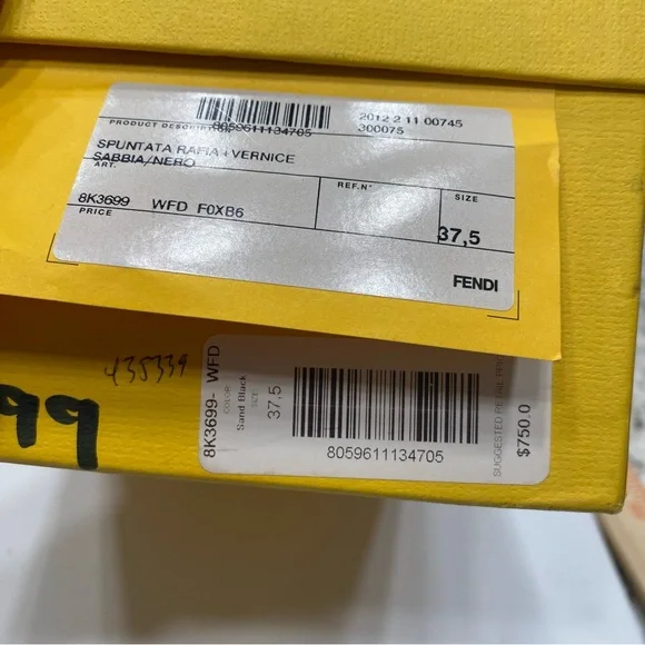 FENDI authentic platform rafia and black patent high heel sling back 37.5 - Picture 3 of 12